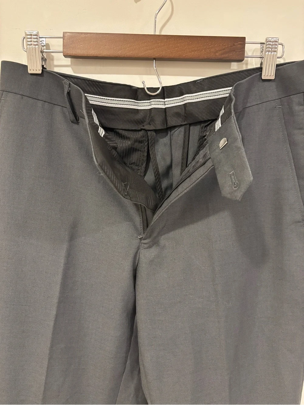 NWOT Fino Uomo DB200 Men's Slim Fit Suit Pants Trousers Flat Front Grey 32W